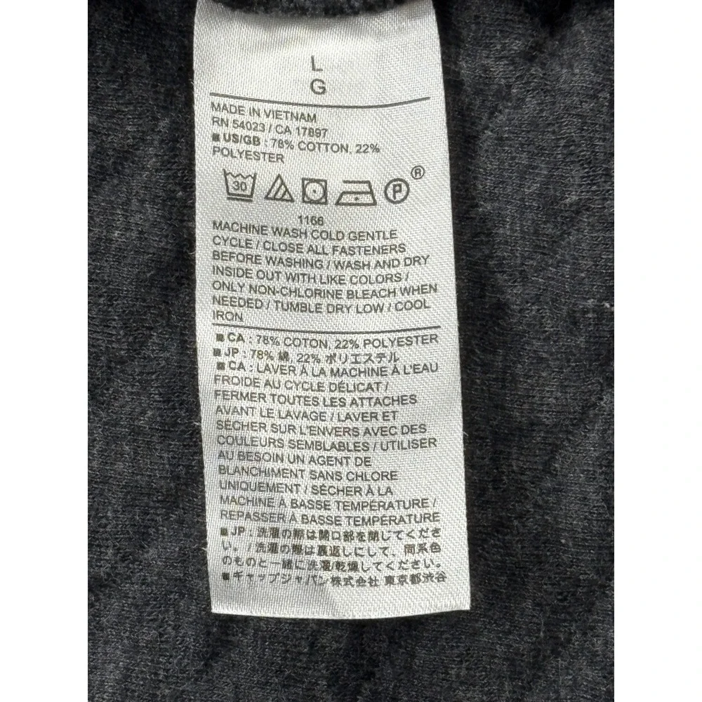 Banana Republic Mens Quilted Popover Sweatshirt‎ Charcoal Heather Grey Large L